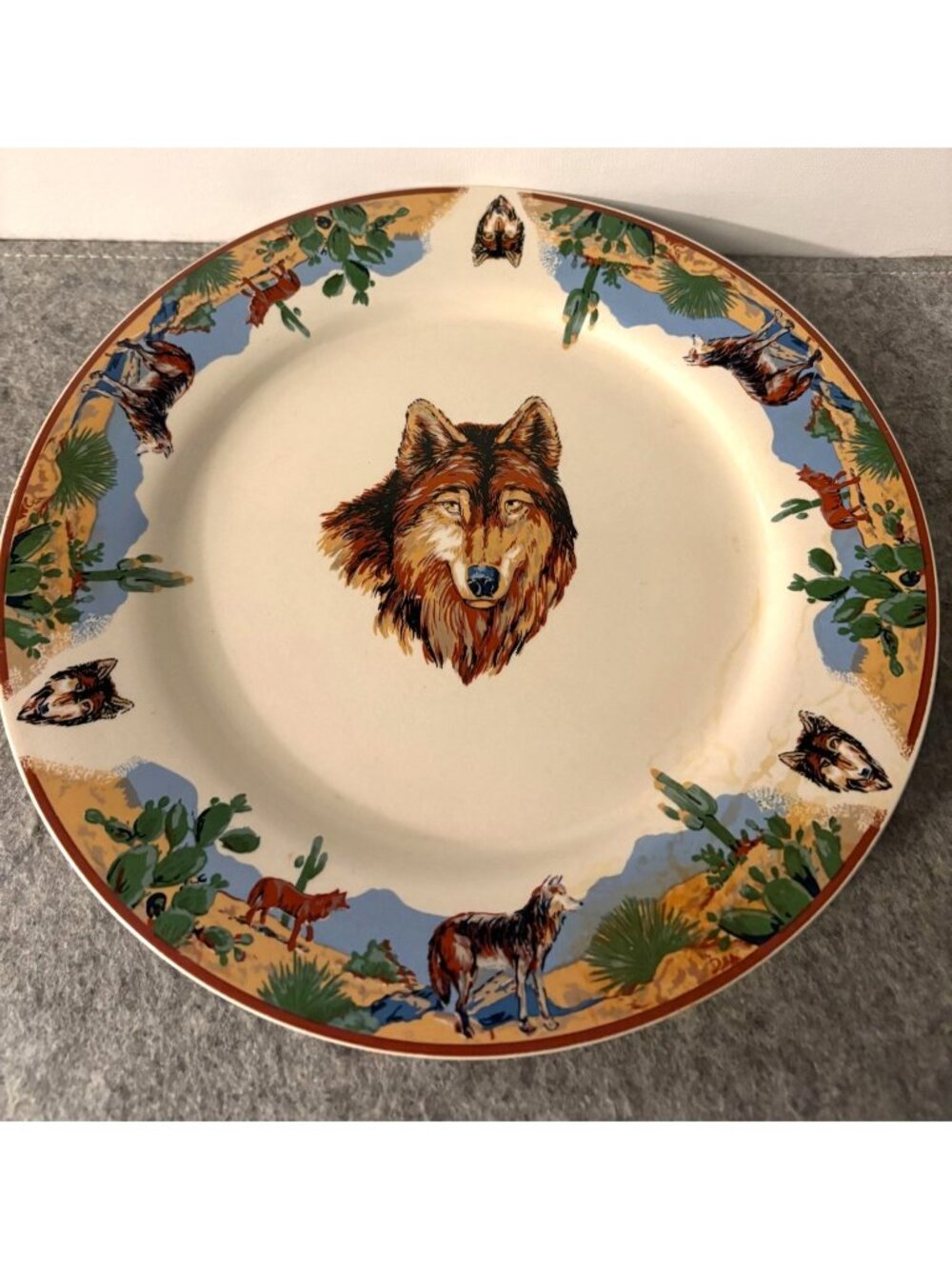 1 Tienshan Stoneware 11" Dinner Plate with Wolf Design  # 3407